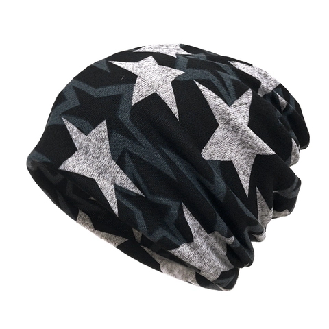 Star Print Slouchy Beanie Muts Pullover Pet Zacht Warm Polyester Gebreide Nekwarmer Voor Heren En Dames