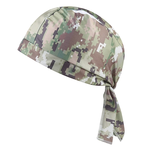 Digital Camouflage Pirate Hat Quick Dry Polyester Tie Back Sports Durag For Outdoor Cycling Fitness Unisex Beanie