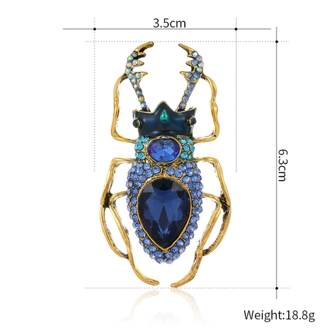 Punk Beetle Brooch Alloy Rhinestone Crystal Insect Pin For Coat Large Vintage Colorful Jewelry For Women Men