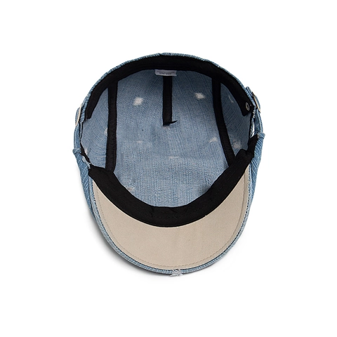Casquette Plate En Denim Délavé Vintage Réglable En Coton Déchiré Ivy Cabbie Chapeau Casual Streetwear Pour Hommes Femmes