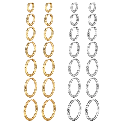 Pendientes De Aro Con Textura Martillada Acero Inoxidable Chapado En Oro De 18K Redondos Minimalistas Joyas De Moda Para Mujer