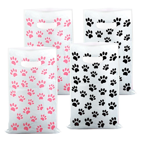 Plastic Gift Bags With Handles For Birthday Party Favors Soccer Basketball Panda Theme Candy Treat Packaging