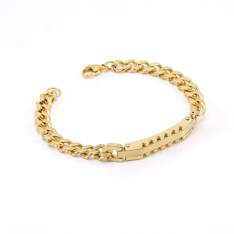 Bracciale A Catena Cubana Industriale Acciaio Inossidabile Piastra Decorativa Ingranaggi Stile Punk Gioielli Per Uomo Donna