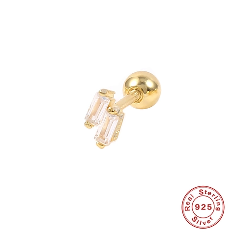 Boucle Oreille Piercing Cartilage Zircon Baguette Avec Tige En Argent Sterling 925 Fermoir À Vis Bijou Minimaliste