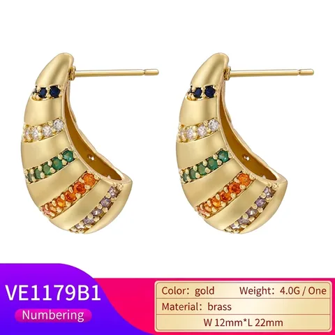 Orecchini a Bottone in Rame Placcato Oro 18K Zirconia a Goccia per Donna Gioielli Eleganti Orecchini a Cerchio