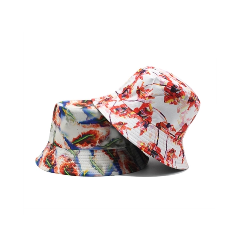 Reversible Bucket Hat Canvas Printed Abstract Pattern Sun Protection Outdoor Sun Hat For Women Foldable Basin Cap