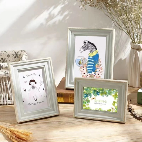 Nordic Style Photo Frame Wood Grain Texture Tabletop Desktop Display Minimalist Vintage Picture Frame Home Decor