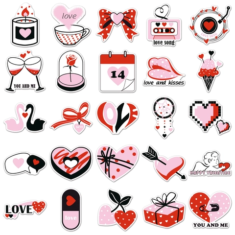 Pegatinas San Valentin PVC Corazon Romantico Decoracion Para Botella Agua Laptop Scrapbook
