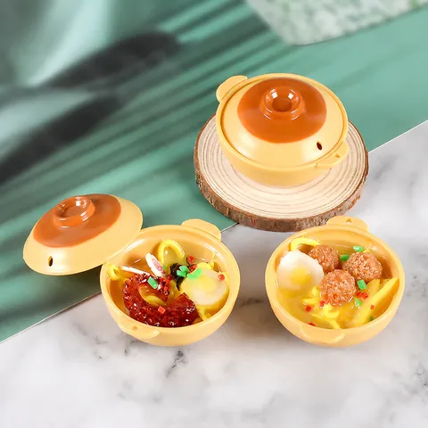 Miniature Simulation Food Model PVC Clay Pot Ramen Noodles With Lid Play Kitchen Dollhouse Accessories Decorative Toy