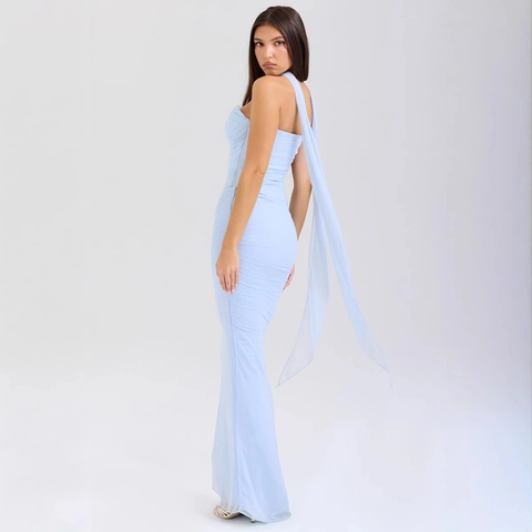 Top A Fascia Arricciato E Gonna A Matita Bodycon Elegante In Mesh Spalle Scoperte Vita Alta Streetwear Per Donna Con Choker Abbinato