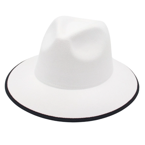 Cappello Fedora Classico A Tesa Larga In Feltro Di Lana Cappello Jazz Con Bordatura A Contrasto Per Uomo E Donna Elegante