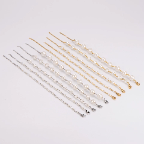Pulsera De Perlas Barrocas Artificiales Hecha A Mano Con Cadena Ajustable De Acero Inoxidable 304 Joyería Minimalista Mujer