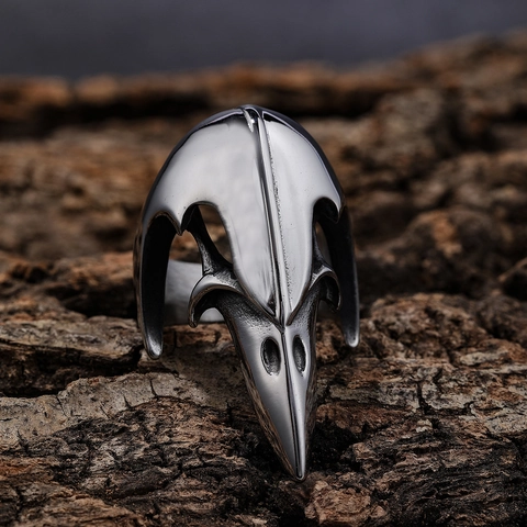 Anillo Teschio Di Uccello In Acciaio Inossidabile Regolabile Aperto Gotico Punk Vintage Gioielli Per Uomini Donne
