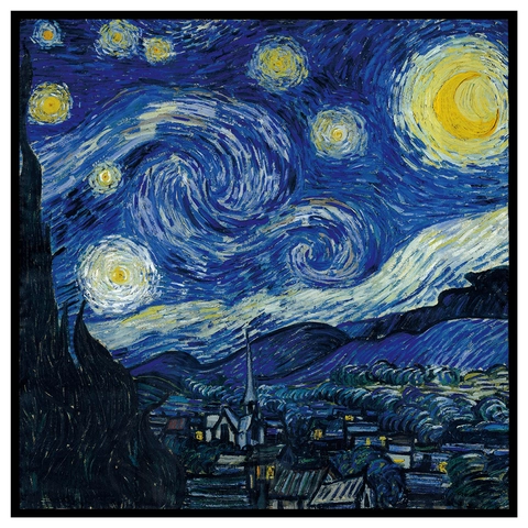 Vierkante Sjaal Twill Polyester Van Gogh Olieverf Kunstdruk Elegante Satijnachtig Gevoel Sjaal Wikkel Voor Dames