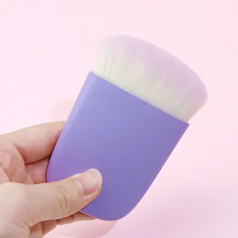Platte Kop Blush Borstel Draagbare Poeder Make-up Borstel Synthetische Vezel Zacht Paars Multifunctionele Cosmetische Tool