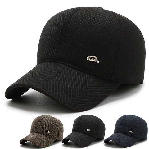 Cappello Da Baseball Invernale Da Uomo Lana Lisca Di Pesce Caldo Spesso Con Protezione Per Orecchie Sportivo