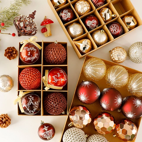 Kerstballen Ornamenten Kerstboomster Plastic Onbreekbaar Glitter Mat Glanzend Feestelijke Vakantie Decoratie