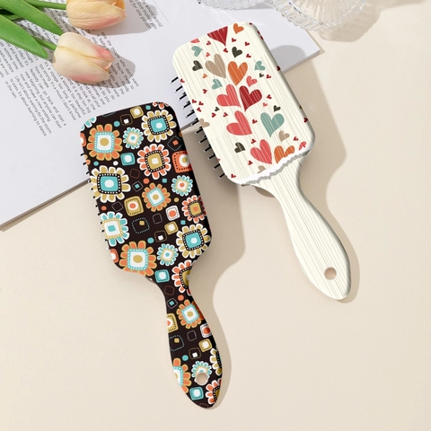 Brosse À Cheveux À Coussin D'Air À Imprimé Fleuri Vintage Peigne De Massage Démêlant En ABS Portable Pour Le Coiffage