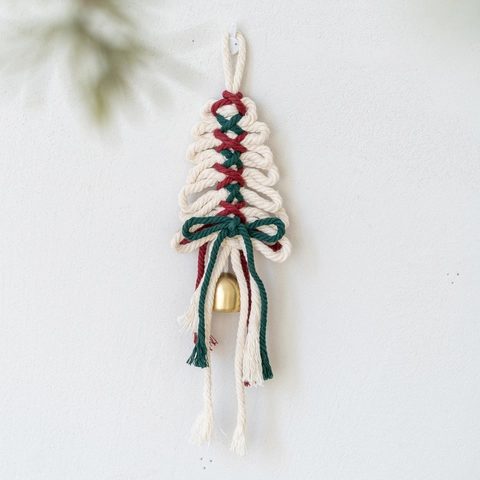Handgefertigte Makramee Weihnachtsbaum Anhänger Baumwollseil Gewebte Gnom Hängende Dekoration Holzperle Feiertag Deko