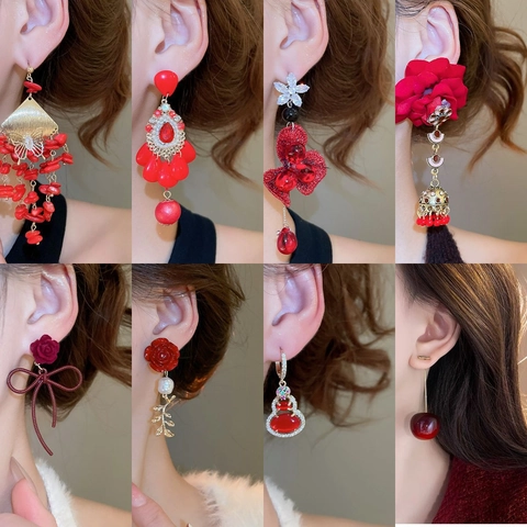 Orecchini Serie Rossa Lega Perla Artificial Sintetica Con 925 Sterling Silver Earring Post Elegante Per Donna