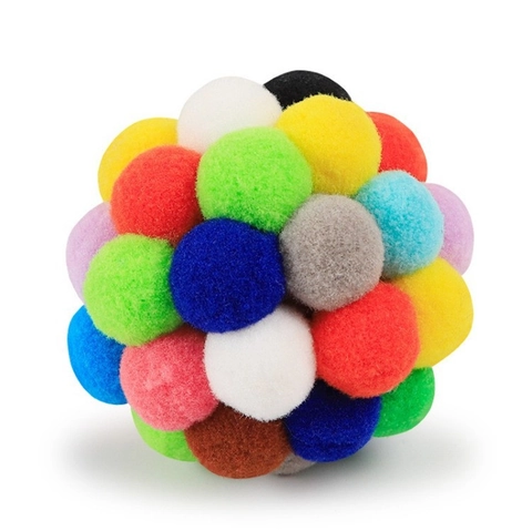 Kat Pluche Bal Speelgoed Regenboog Meerkleurig Met Ingebouwde Bel Interactief Piepspeelgoed Voor Kittens