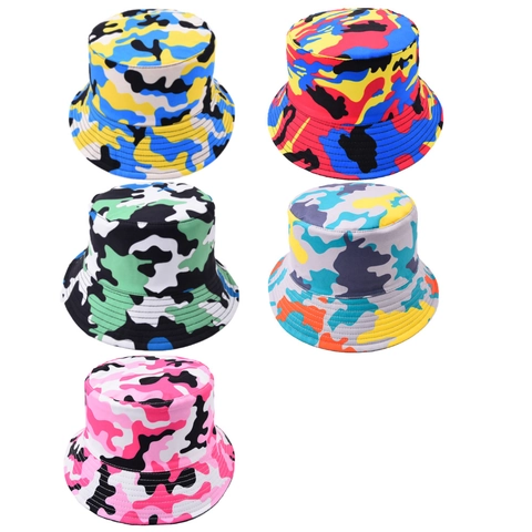 Camouflage Bucket Hat Cotton Canvas Wide Brim Sunshade Outdoor Sports Fishing Fashion For Men Women