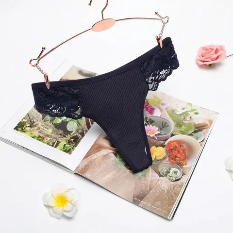 Perizoma Da Donna Cotone A Costine Pizzo Vita Bassa Traspirante Biancheria Intima