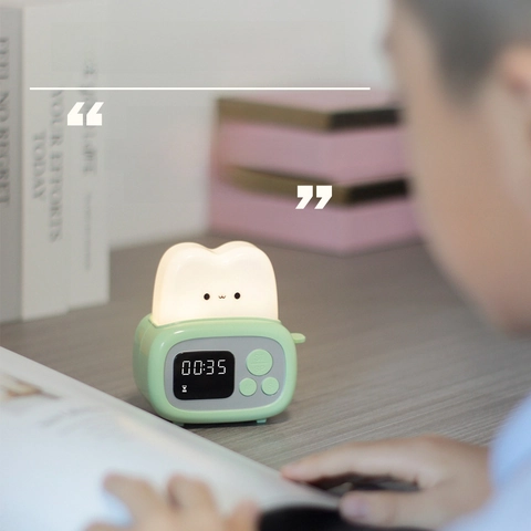 Time Bread Machine Night Light Wind Cute Bread Clock Light Bedroom Dormitory Students Study Timer Alarm Clock
