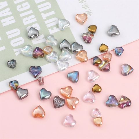 Perle Di Vetro Cangianti Forme Di Cuore Trifoglio Rosa Per Creazione Gioielli Fai Da Te Braccialetti Collane Artigianali