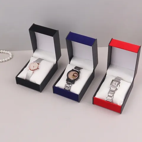 PU Leather Watch Box Jewelry Display Case Storage Organizer Flip Cover Bracelet Packaging Box With Pillow Gift Case For Men Women