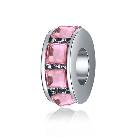 DIY Alloy Charm Beads With Square Cut Rhinestones Large Hole Spacers For Bracelet Necklace Making Women Jewelry Accessories