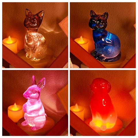 Moldes De Silicona Animales Forma Gato Perro Conejo Para Vela Jabón Resina Yeso Adornos Escritorio Bricolaje Flexible