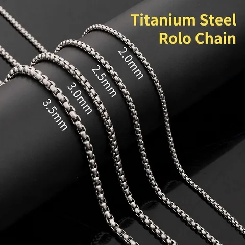 Collar de Cadena de Caja de Acero Inoxidable Minimalista para Hombre Diseño Geométrico de Eslabones Cuadrados Color Plata Pulido