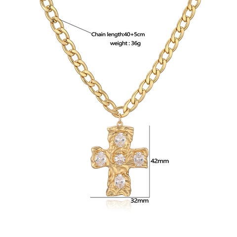Collana in Rame Esagerata per Donna Hip Hop Perla Artificiale Strass Croce Luna Conchiglia Ciondolo Placcato Oro Argento Gioielli
