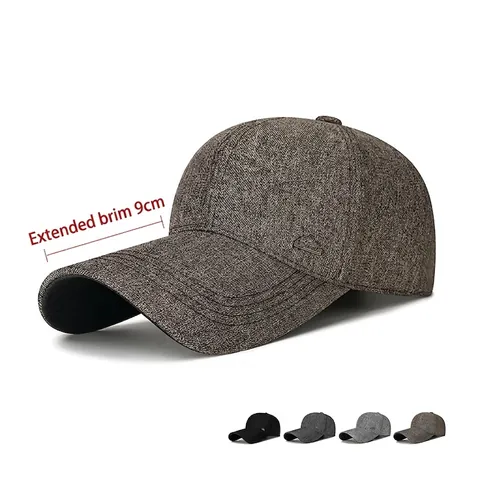 Herren Baseballkappe Langer Schirm Sonnenschutz Verstellbar Dad Hat Mit Berg Metalllabel Strukturierter Polyester