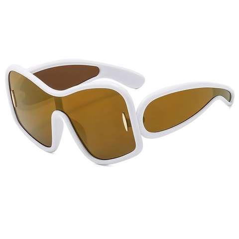 Oversized Futuristische Zonnebril PC Frame UV400 Bescherming Uit Eén Stuk Schild Wrap Around Hip Hop Punk Stijl Unisex
