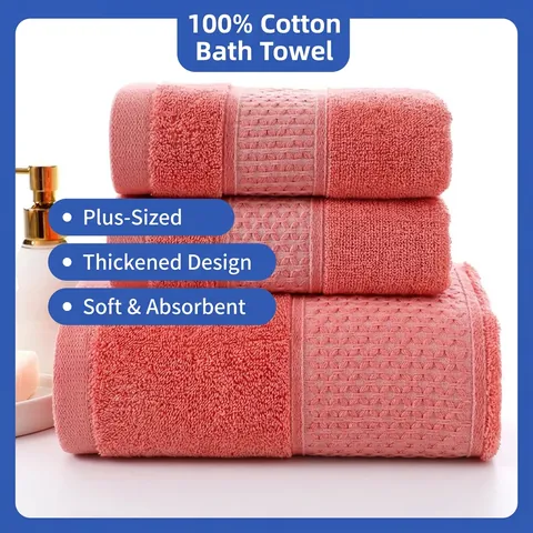 Cotton Bath Towel Thick Absorbent Soft Quick Dry For Adults Hotel Quality Home Bathroom Jacquard Textured