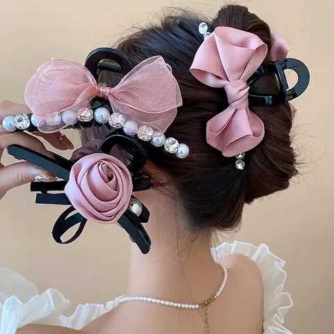 Haarklammern Aus Stoff Mit Schleifen Und Rosen Mit Künstliche Perlen Und Strass Elegante Hochsteckfrisuren Haarschmuck Für Damen