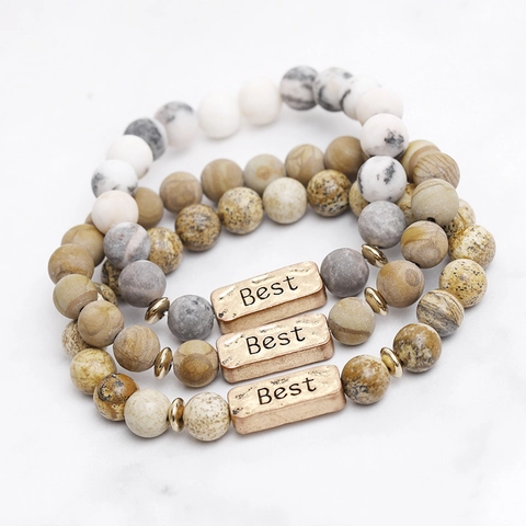 Natuursteen Yoga Energie Armband Best Gegraveerd Metalen Label Unisex Mode Kralen Armband Voor Meditatie Dagelijks Sieraden