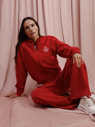 Felpa In Cotone Da Donna Con Zip E Pantaloni A Gamba Larga Streetwear Sportivo Stampa Di Lettere Maniche Lunghe