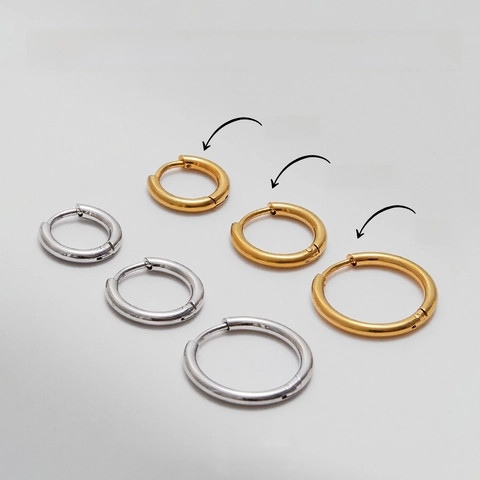 Orecchini A Cerchio Classici Placcati Oro 18K Acciaio Inossidabile Geometrico Minimalista Impermeabile Ipoallergenico Donne