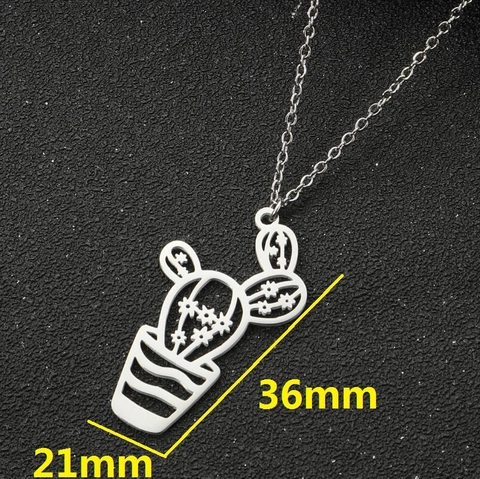 Collana Pendente Cactus In Vaso Acciaio Inossidabile Design Cavo Gioielli Di Moda Minimalisti Per Donne
