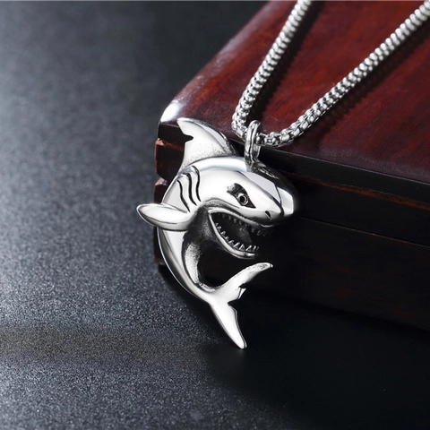 Punk Haai Hanger Ketting Roestvrij Staal Venetiaanse Ketting Legering Dier Bedeltje Gothic Retro Sieraden Voor Heren Dames