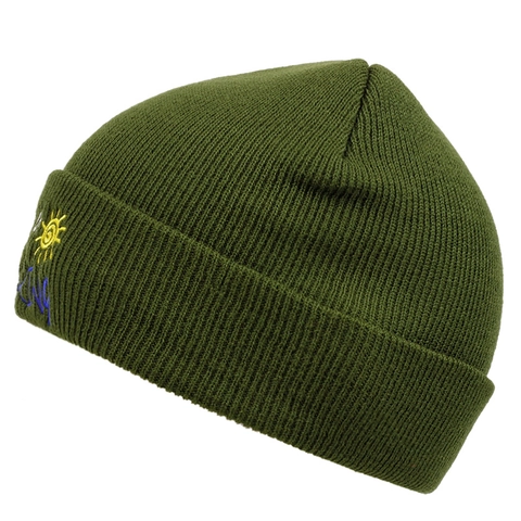 Strickmütze Acryl Warm Winter Buchstaben Sonne Stickerei Umschlag Rippstrick Casual Unisex