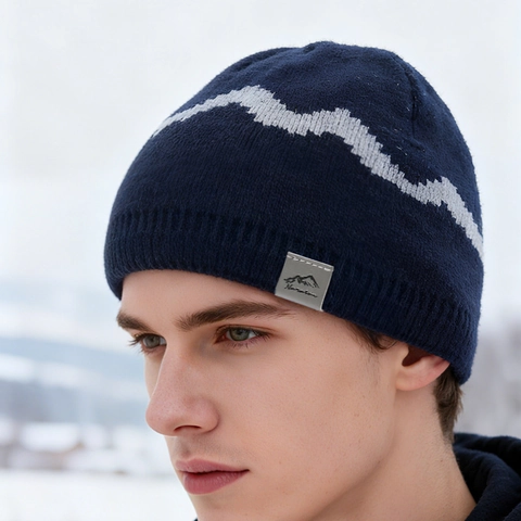Gorro De Punto Beanie Acrílico Cálido Jacquard Montaña Doble Capa Aire Libre Casual Unisex Clima Frío
