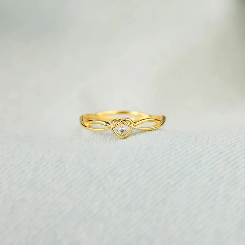 925 Sterling Silver Heart Knot Ring For Women Simple Gold Plated Rhinestone Intertwined Line Finger Ring Fashion Sisterhood Jewelry Gift