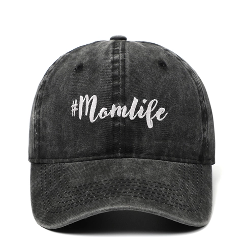 Vintage Baseball Cap Washed Cotton Embroidered Mom Life Distressed Adjustable Retro Hat For Women Outdoor