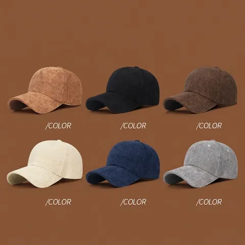 Casquette De Baseball En Velours Côtelé Couleur Unie Boucle Métallique Réglable Style Rétro Décontracté Pour Hommes Femmes