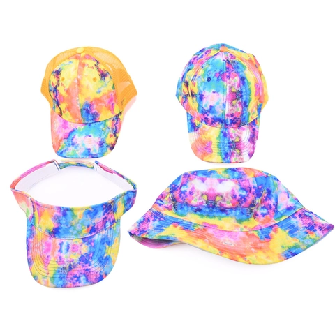 Tie Dye Cotton Hat Collection Baseball Cap Trucker Hat Sun Visor And Bucket Hat Outdoor Summer Sun Protection Adult