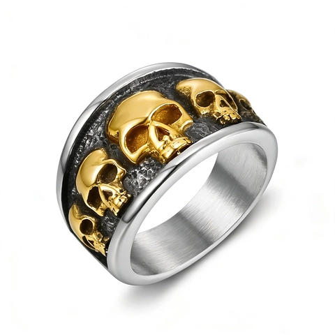 Totenkopf Ring Edelstahl Punk Gothic Nordisch Skelett Band Vintage Schmuck Für Herren Damen